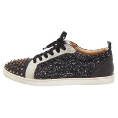 Christian Louboutin Tricolor Leather and Fabric Louis Junior Spikes Low Top