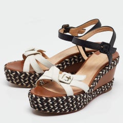 Christian Louboutin Tricolor Leather Lagoa Wedge Sandals Size 40