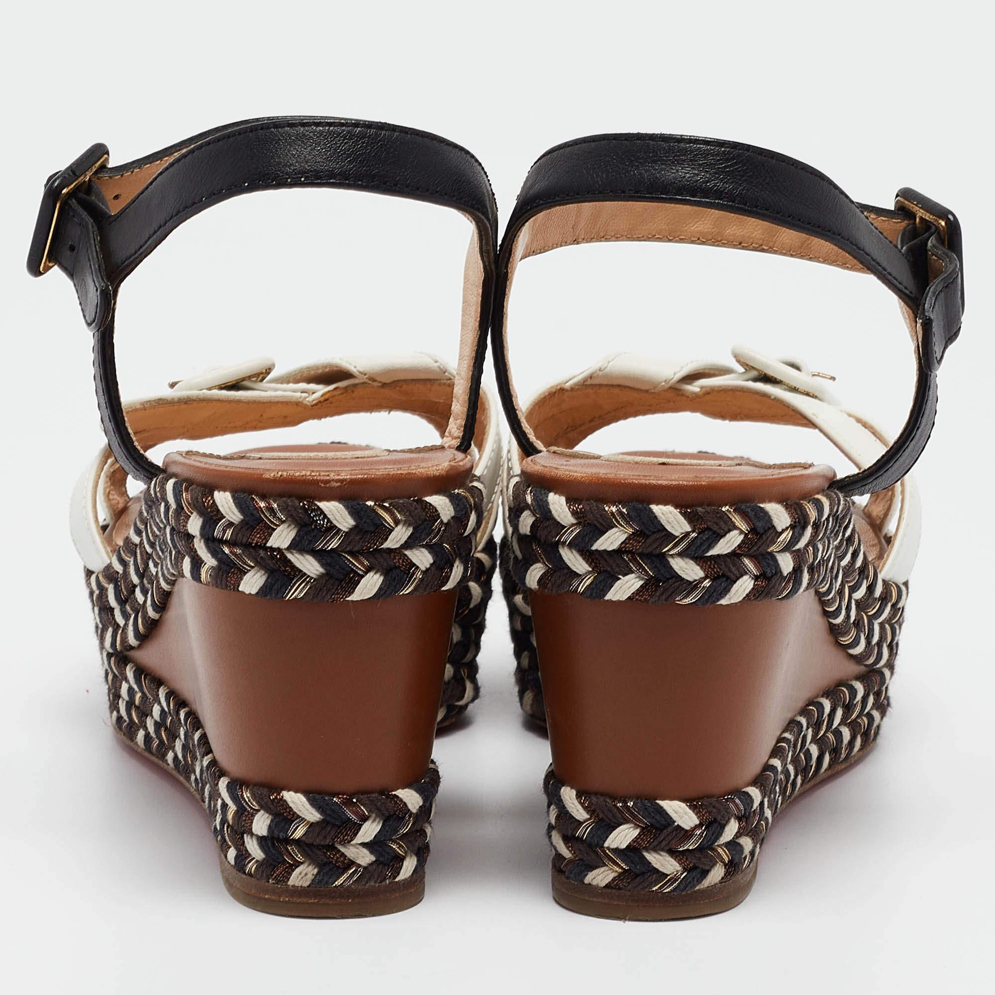 De las mujeres Christian Louboutin Sandalias de cuña Lagoa de piel tricolor Talla 40 en venta