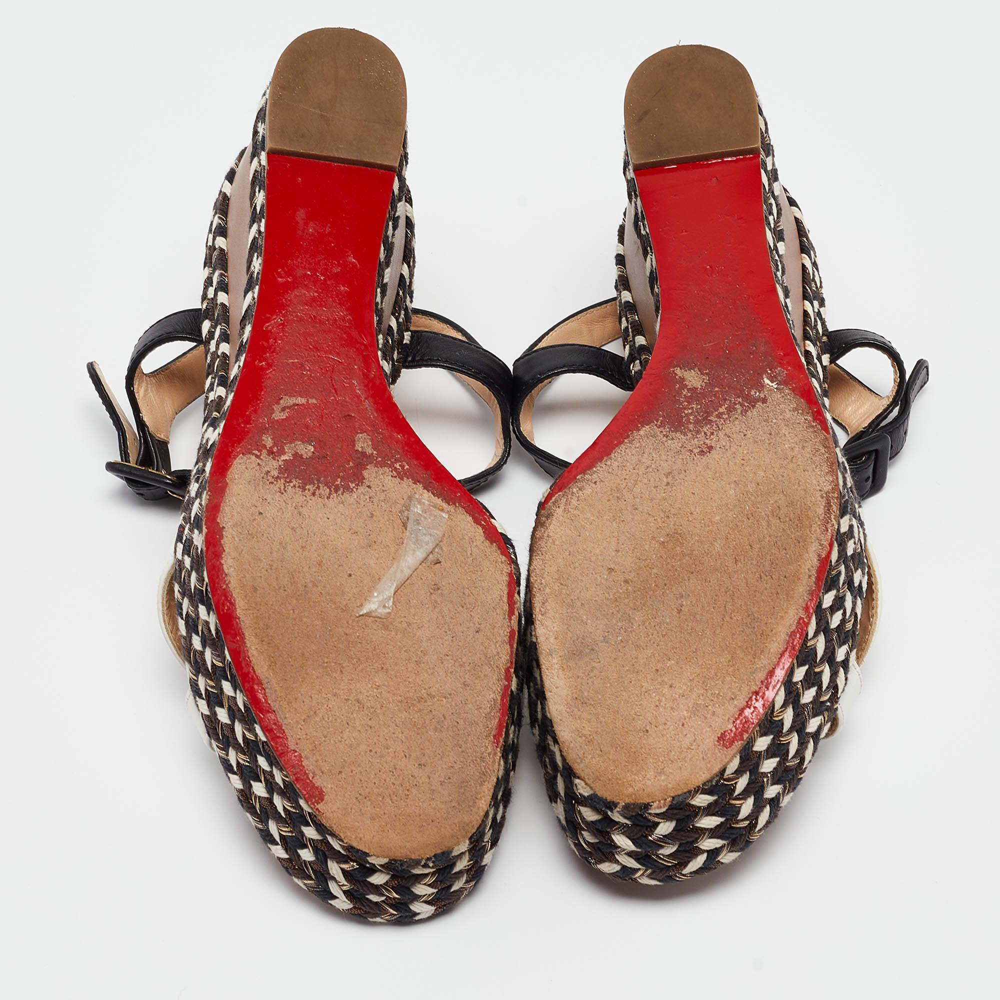 Christian Louboutin Sandalias de cuña Lagoa de piel tricolor Talla 40 en venta 1