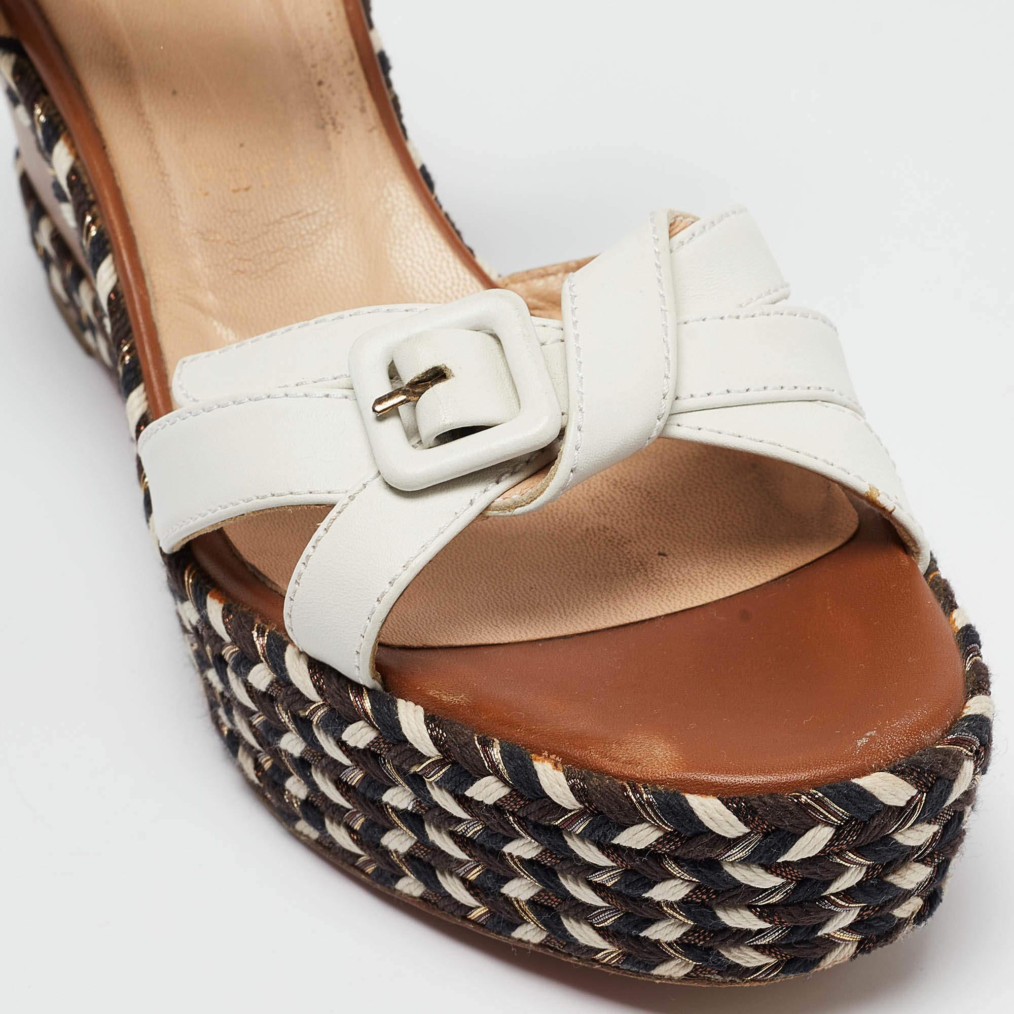 Christian Louboutin Sandalias de cuña Lagoa de piel tricolor Talla 40 en venta 2