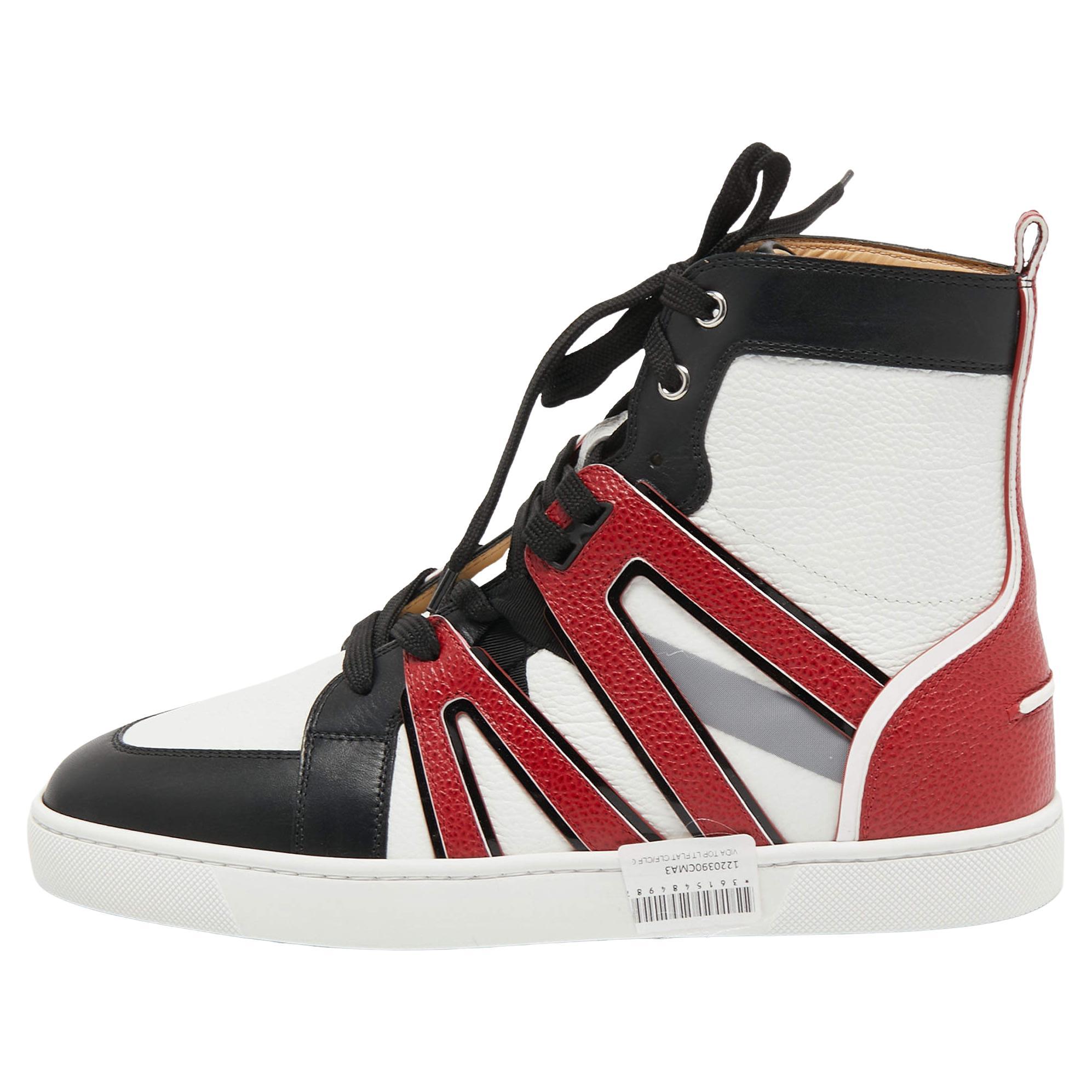 Christian Louboutin Tricolor Leather Vida High Top Sneakers Size 42 For  Sale at 1stDibs