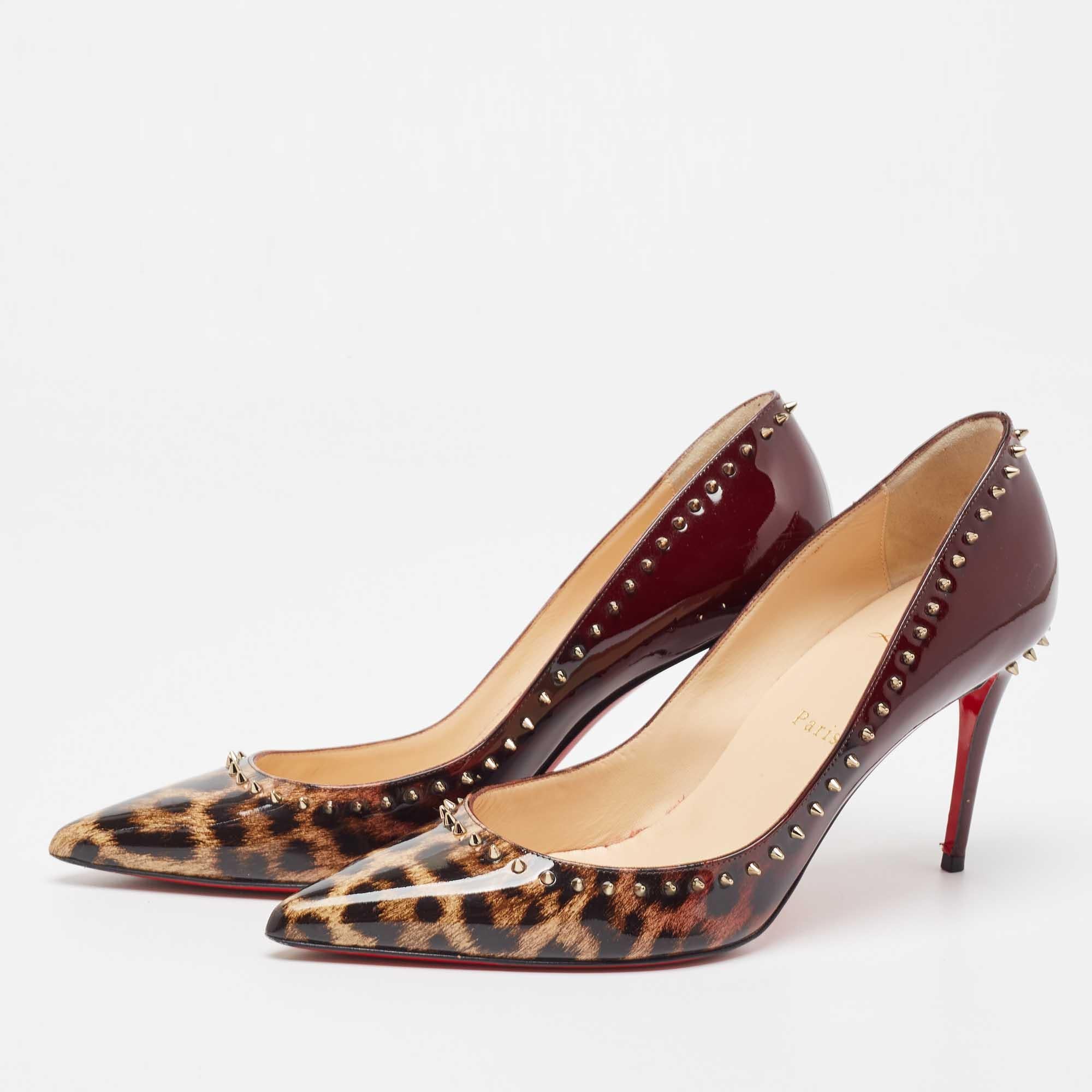 Women's Christian Louboutin Tricolor Ombre Leopard Print Patent Leather Anjalina Pumps S