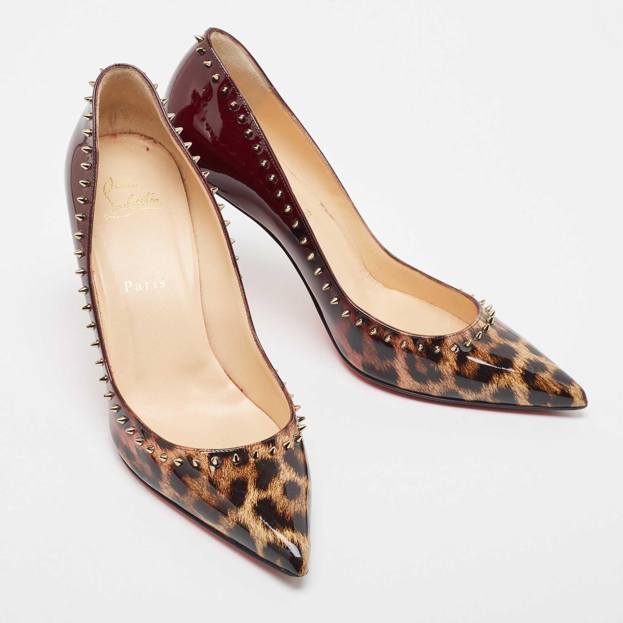 Christian Louboutin Tricolor Ombre Leopard Print Patent Leather Anjalina Pumps S 1