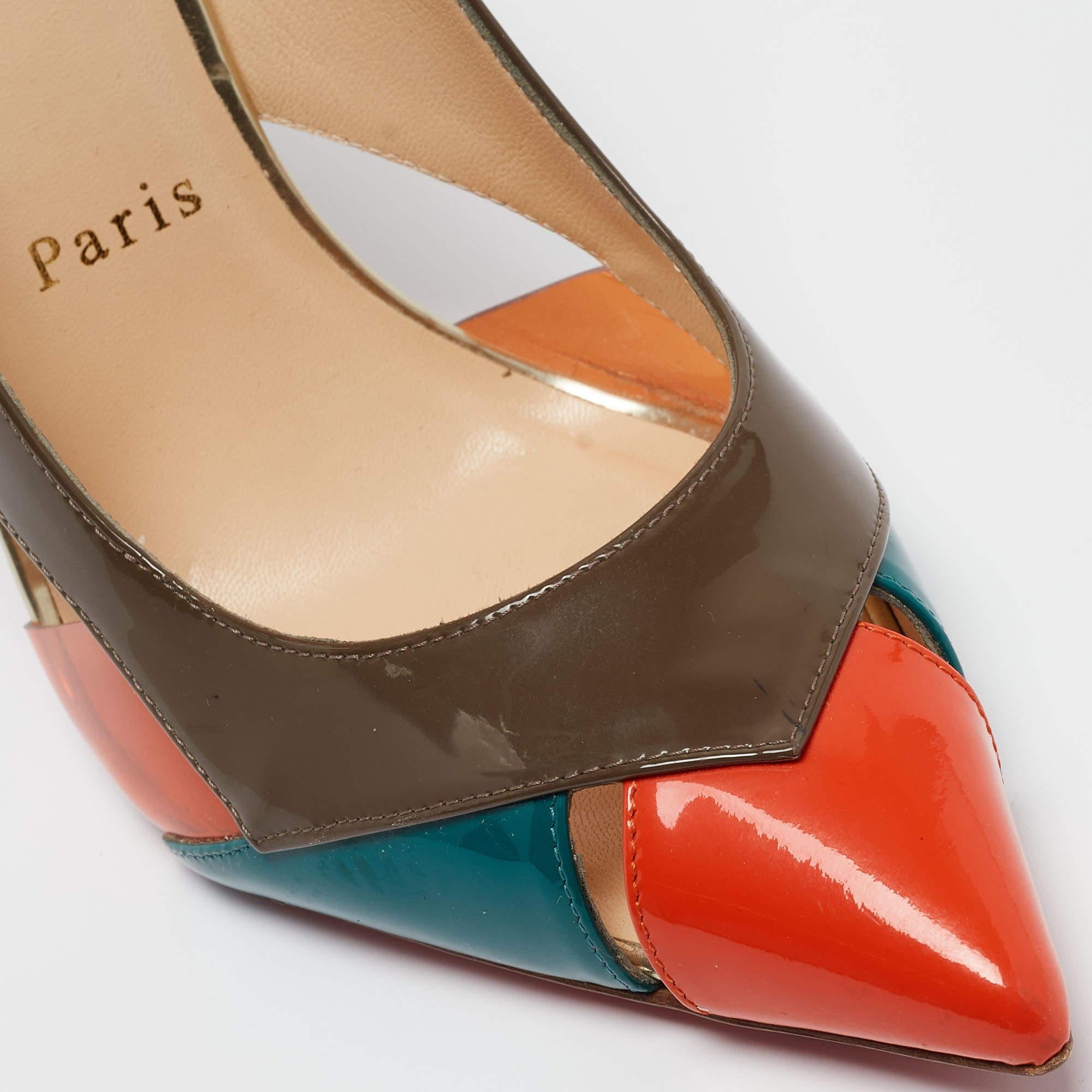 Christian Louboutin Tricolor Patent and PVC Galata Pumps Size 39 For Sale 1