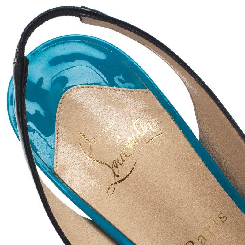 Christian Louboutin Tricolor Patent Bianca Platform Slingback Sandals Size 39 2
