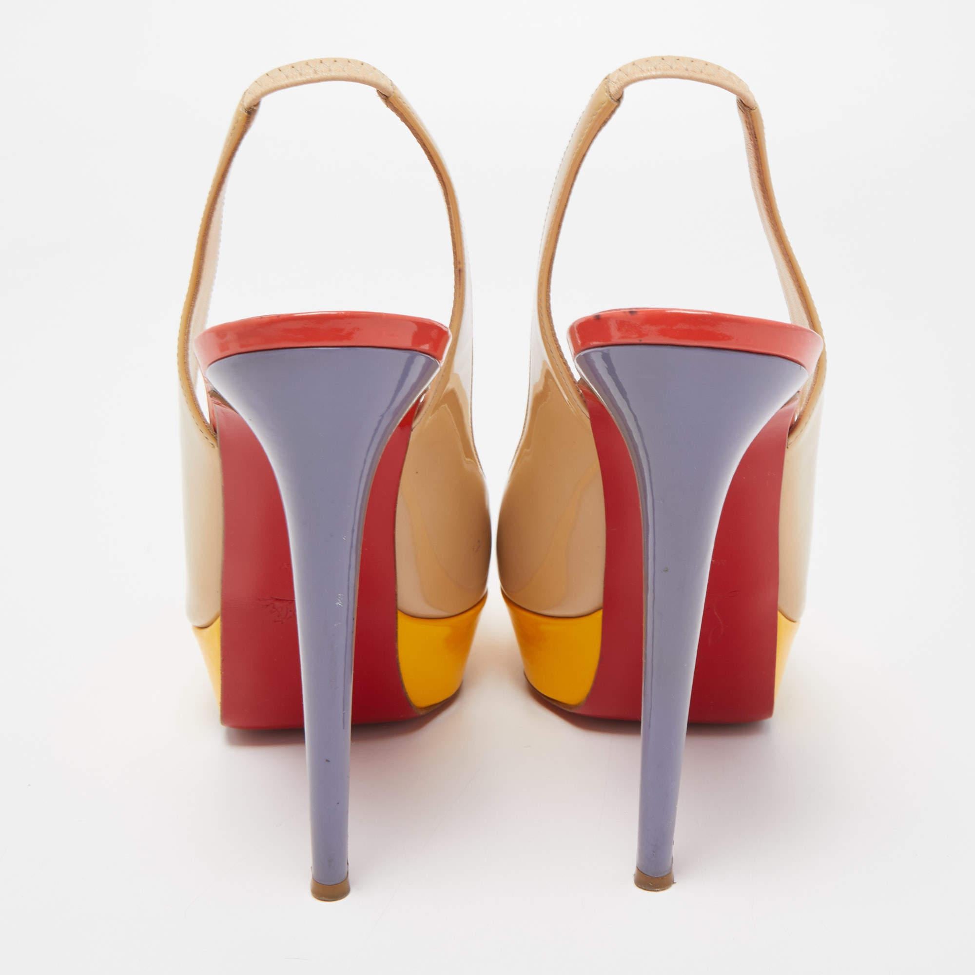 Christian Louboutin tricolor Patent Bianca Pumps Size 41.5 For Sale 2