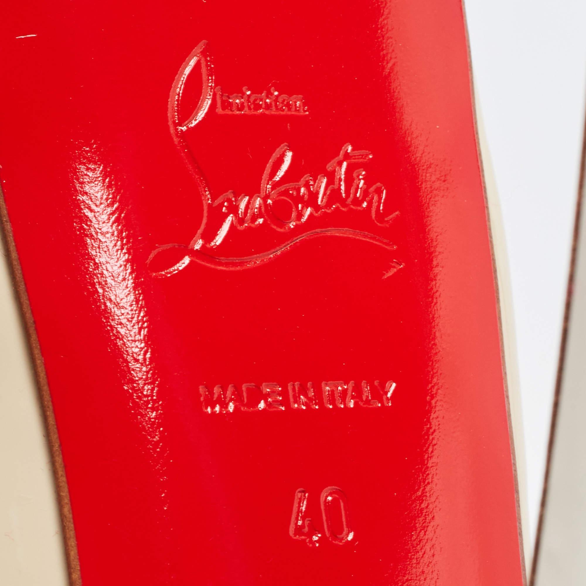 Christian Louboutin Tricolor Patent Leather Lady Peep Slingback Pumps Size 40 4