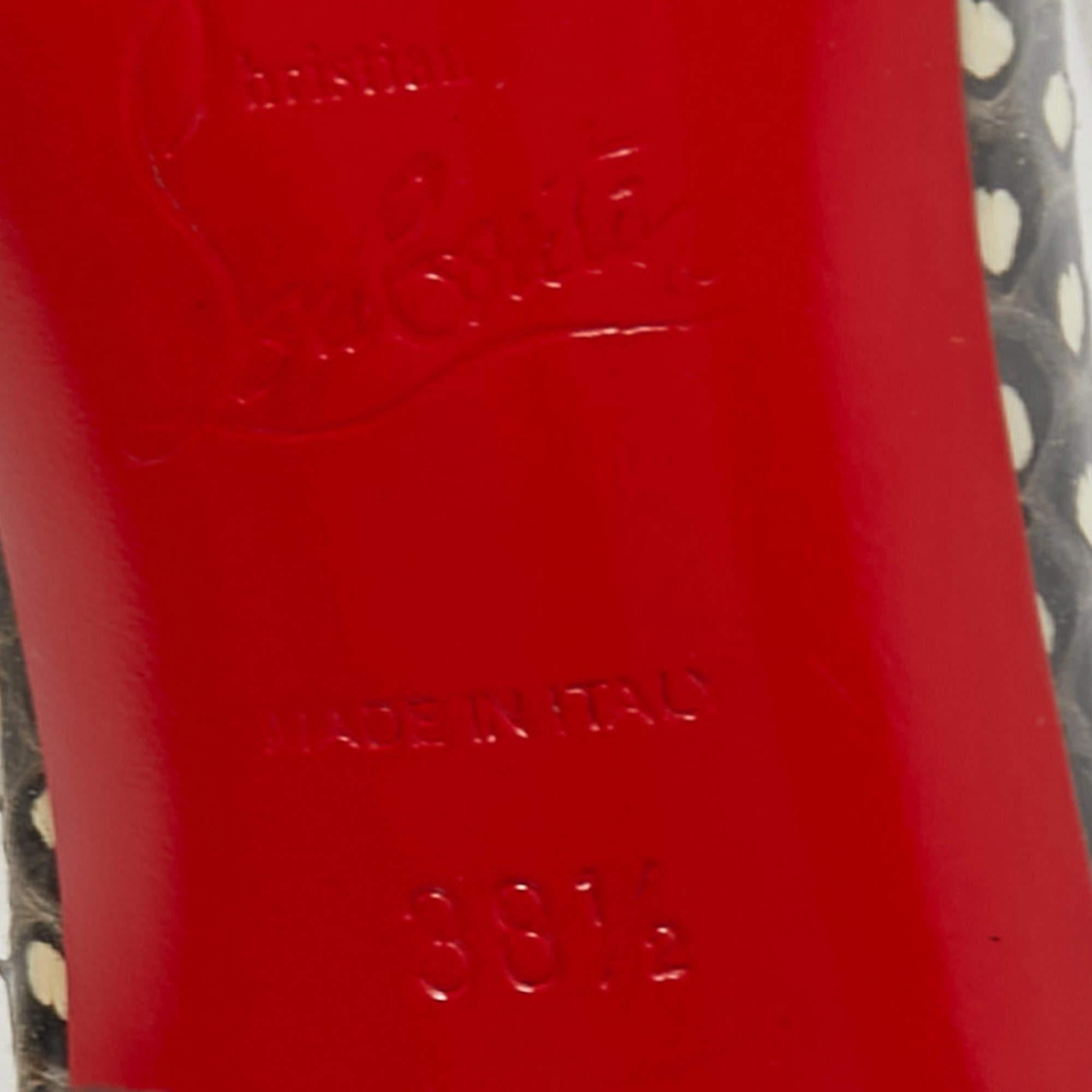 Women's Christian Louboutin Tricolor PVC and Patent Epoca Slingback Pumps Size 38.5 For Sale