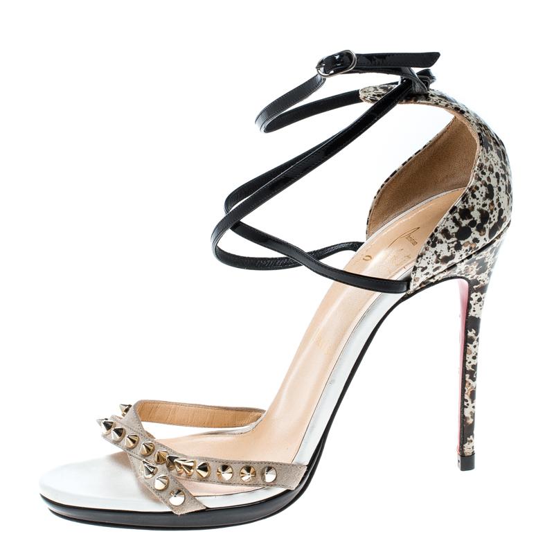 Christian Louboutin Tricolor Splatter Print Patent Leather and Suede Monocronana