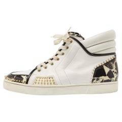 Christian Louboutin Tricolor Stone Print Patent Spikes High Top Sneakers Size 42