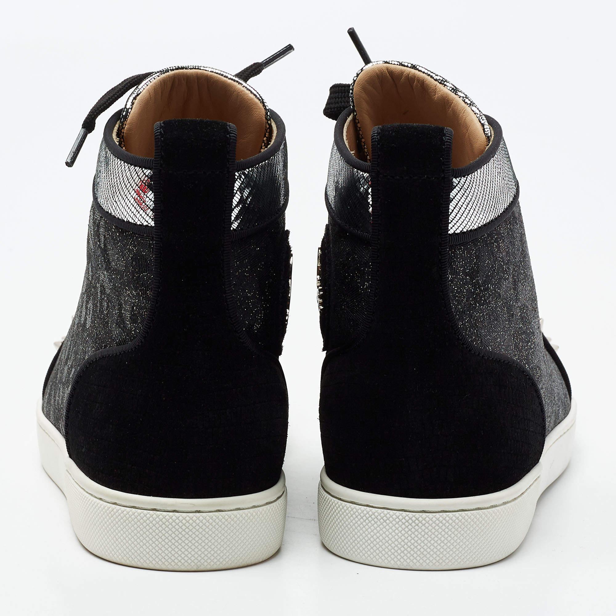 Christian Louboutin Tricolor Suede And Leather Louis Spikes Sneakers Size 37.5 In Excellent Condition In Dubai, Al Qouz 2