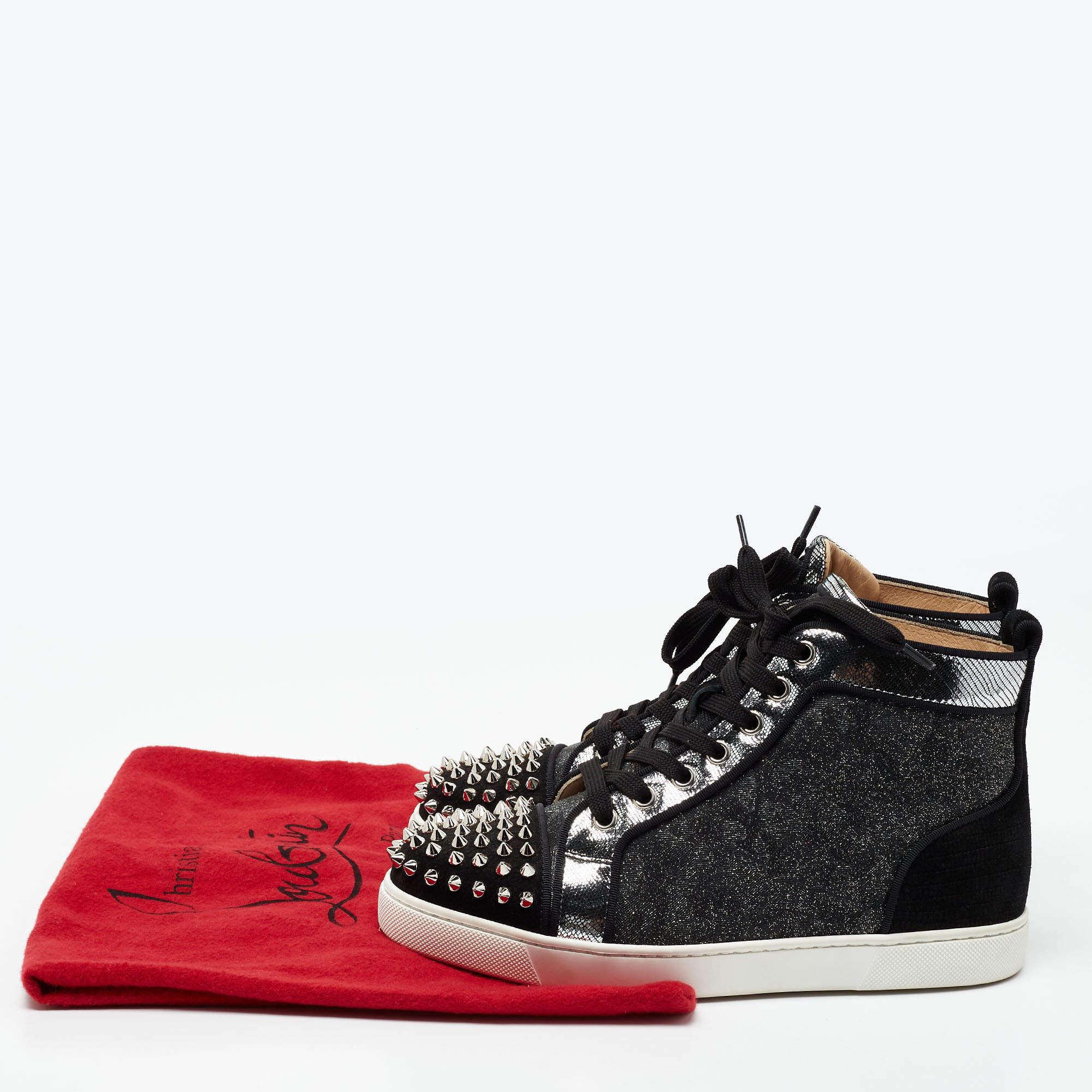 Christian Louboutin Tricolor Suede And Leather Louis Spikes Sneakers Size 37.5 1