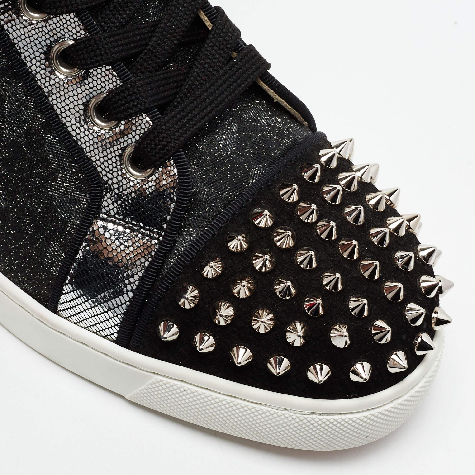Christian Louboutin Tricolor Suede And Leather Louis Spikes Sneakers Size 37.5 3