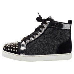 Christian Louboutin Tricolor Louis Spikes Turnschuhe aus Wildleder und Leder Größe 37,5
