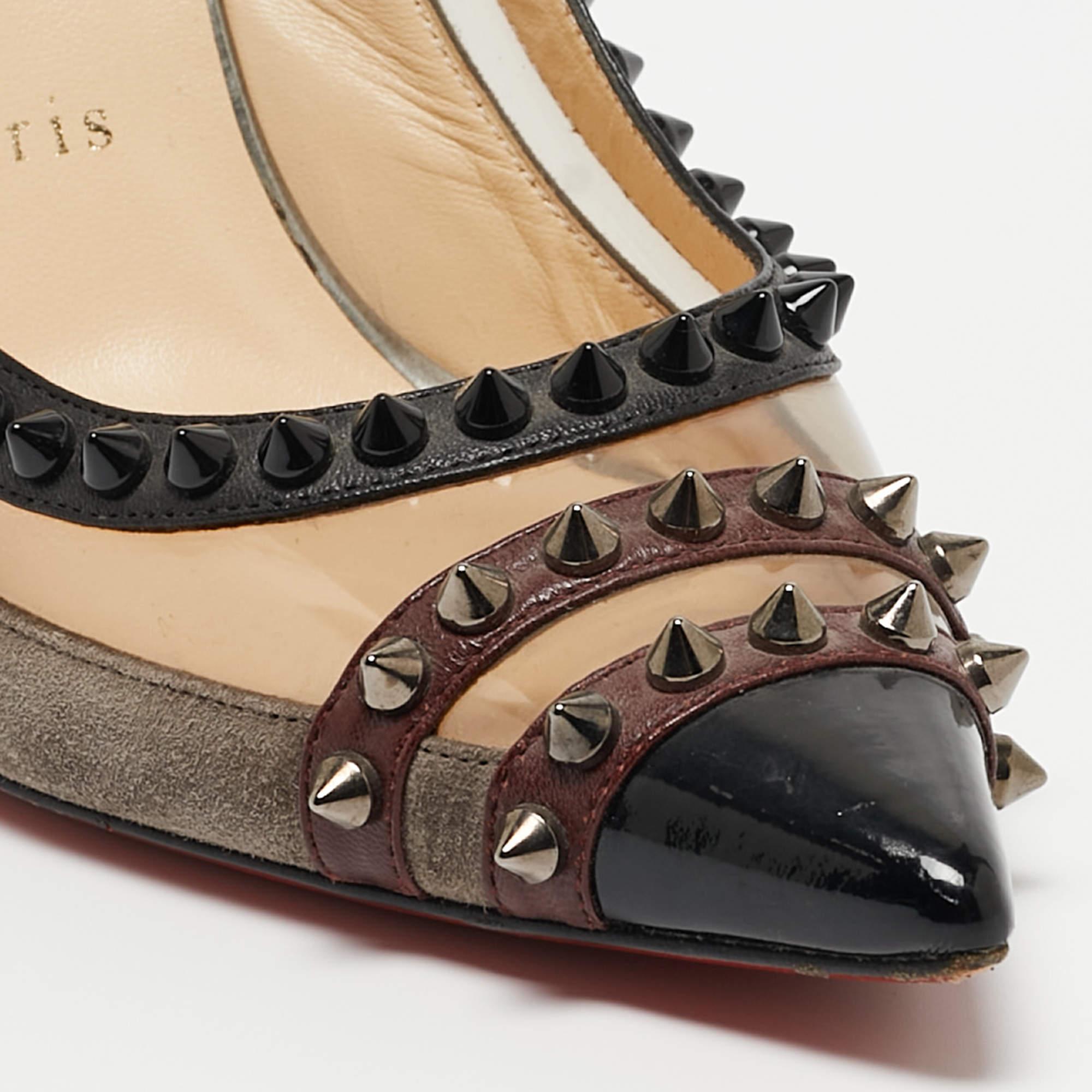 Christian Louboutin Tricolor Suede and PVC Paulina Slingback Pumps Size 39 For Sale 2