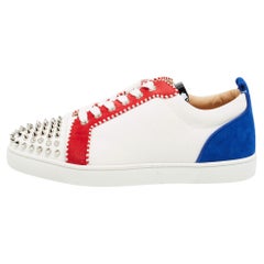 Christian Louboutin Tricolor Suede Canvas Louis Junior Spikes Sneakers Size 42