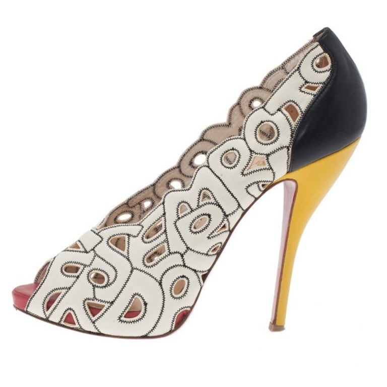 Christian Louboutin Tricolor Tell Me Cutout Pumps Size 39 For Sale at
