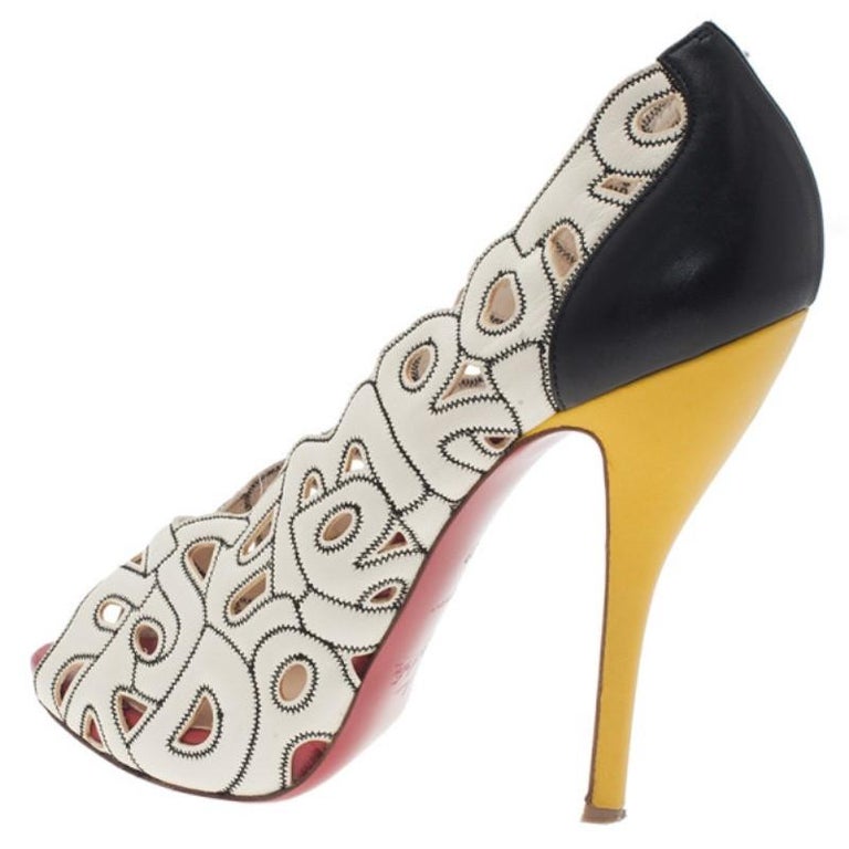 Christian Louboutin Tricolor Tell Me Cutout Pumps Size 39 For Sale at