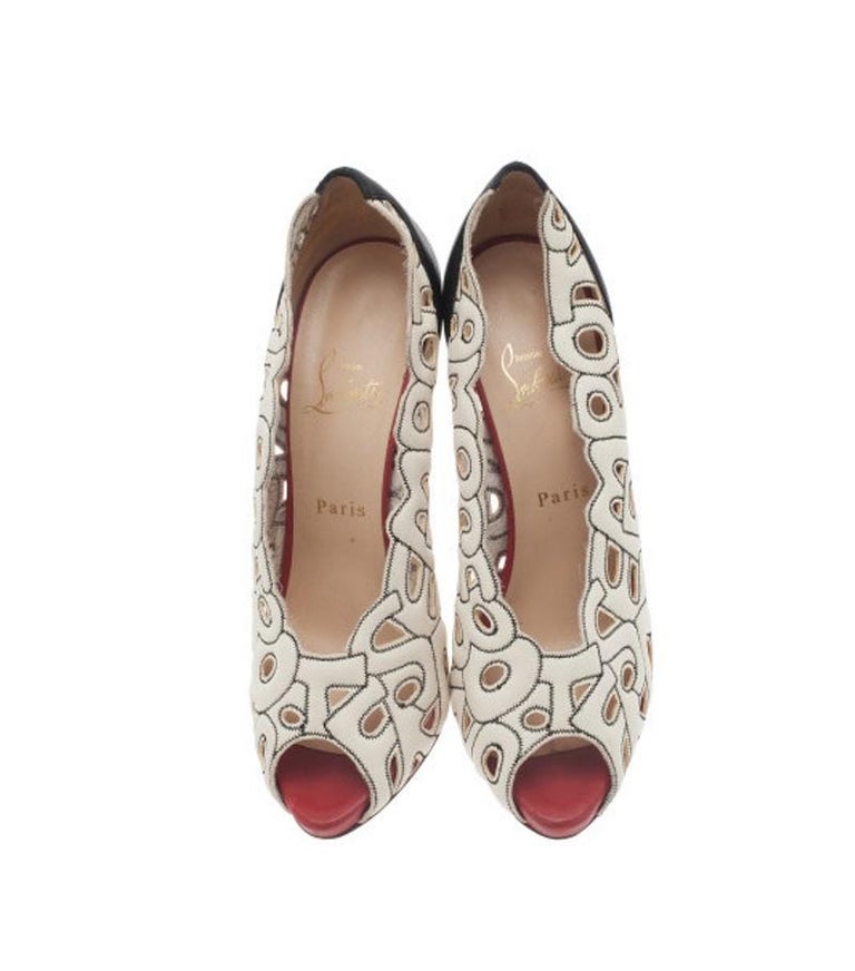 Christian Louboutin Tricolor Tell Me Cutout Pumps Size 39 For Sale at