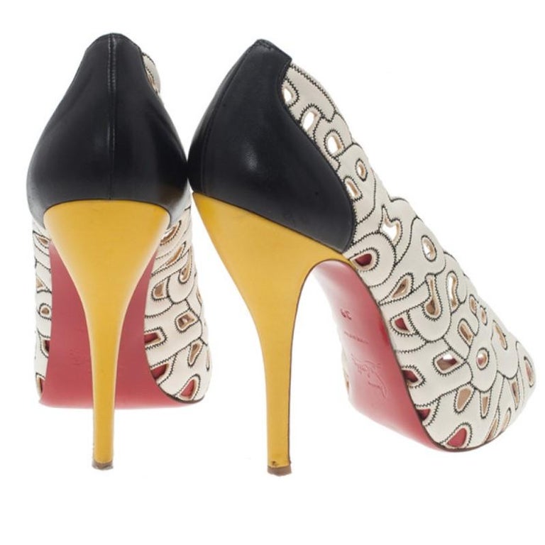 Christian Louboutin Tricolor Tell Me Cutout Pumps Size 39 For Sale at