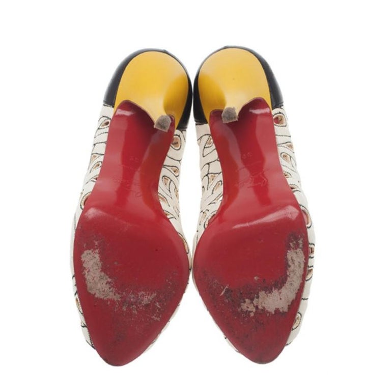 Christian Louboutin Tricolor Tell Me Cutout Pumps Size 39 For Sale at