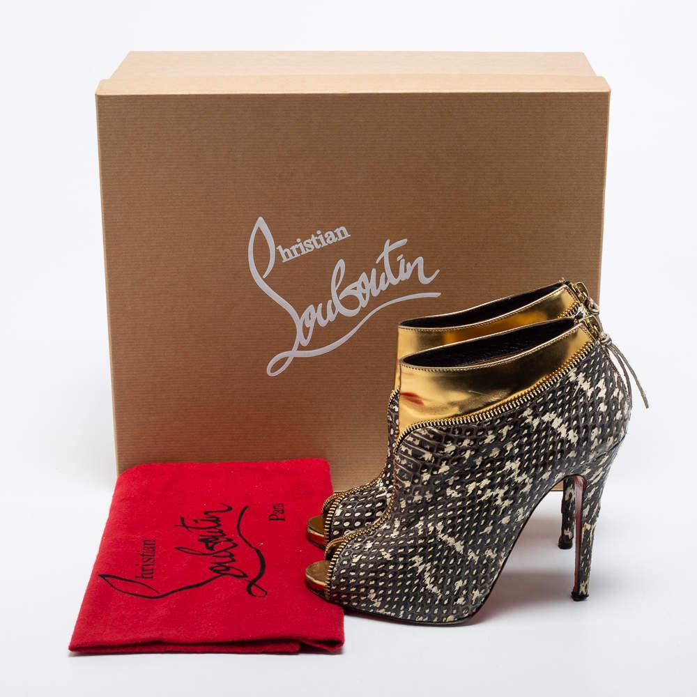 Christian Louboutin Tricolor Water Snake Col Zipped Ankle Booties Size 37 For Sale 5