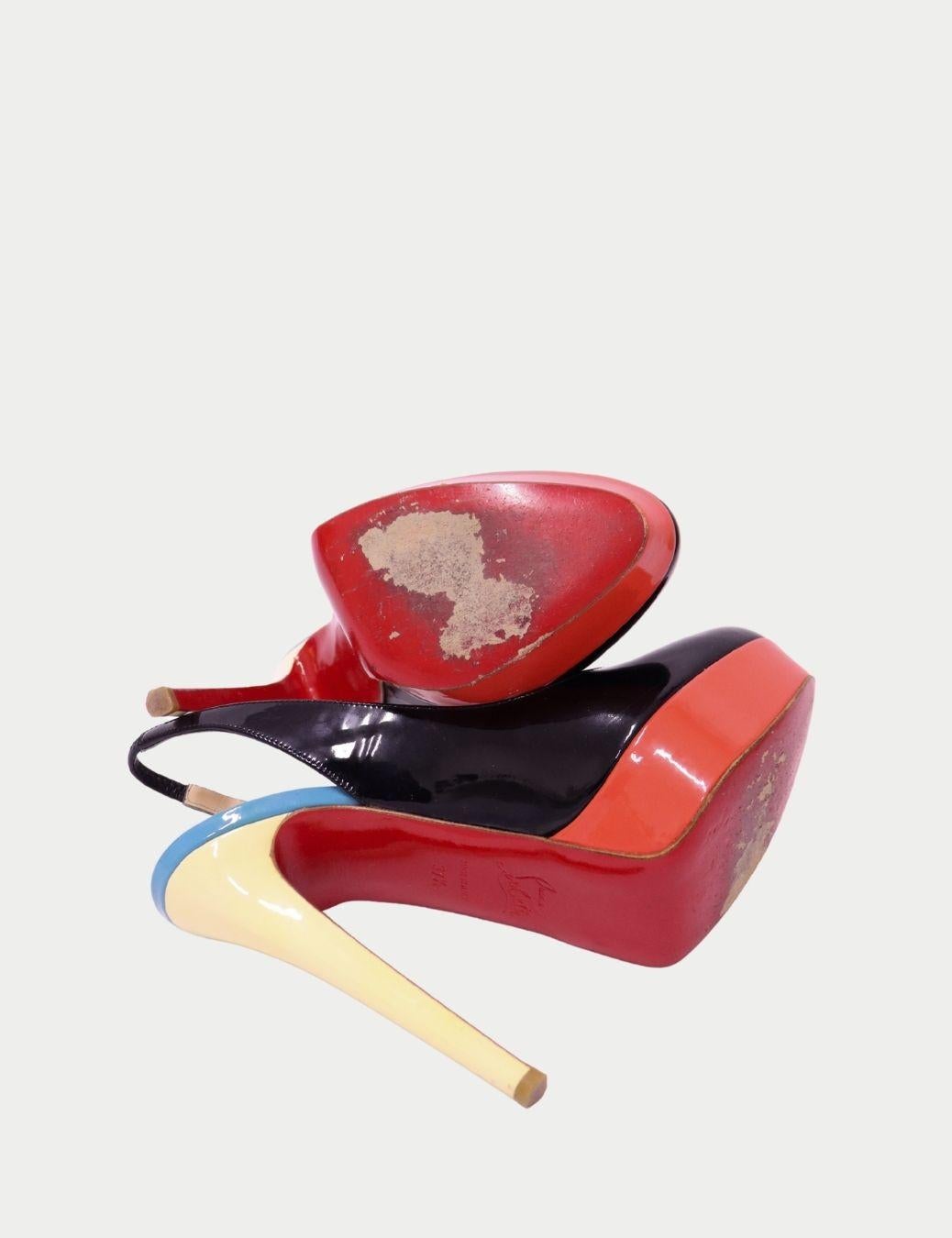 Christian Louboutin Tricolore Bianca platform slingback -EU 37.5 In condizioni buone in vendita a Amman, JO