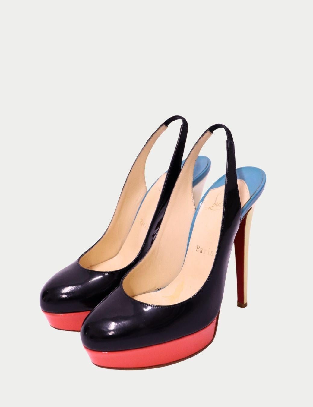 Donna Christian Louboutin Tricolore Bianca platform slingback -EU 37.5 in vendita