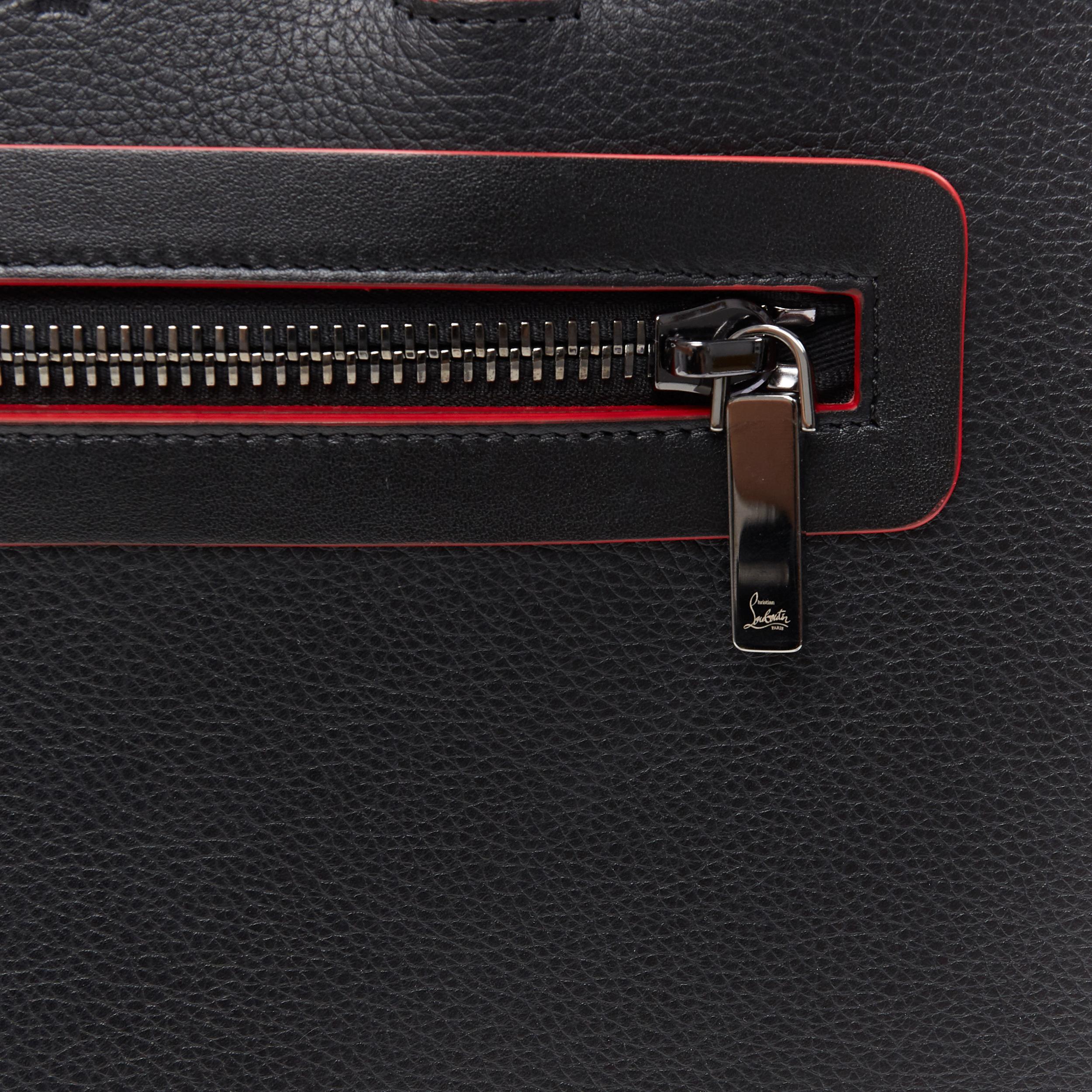 CHRISTIAN LOUBOUTIN Trictrac black studded leather side zip portfolio bag 3