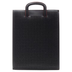 CHRISTIAN LOUBOUTIN Trictrac black studded leather side zip portfolio bag