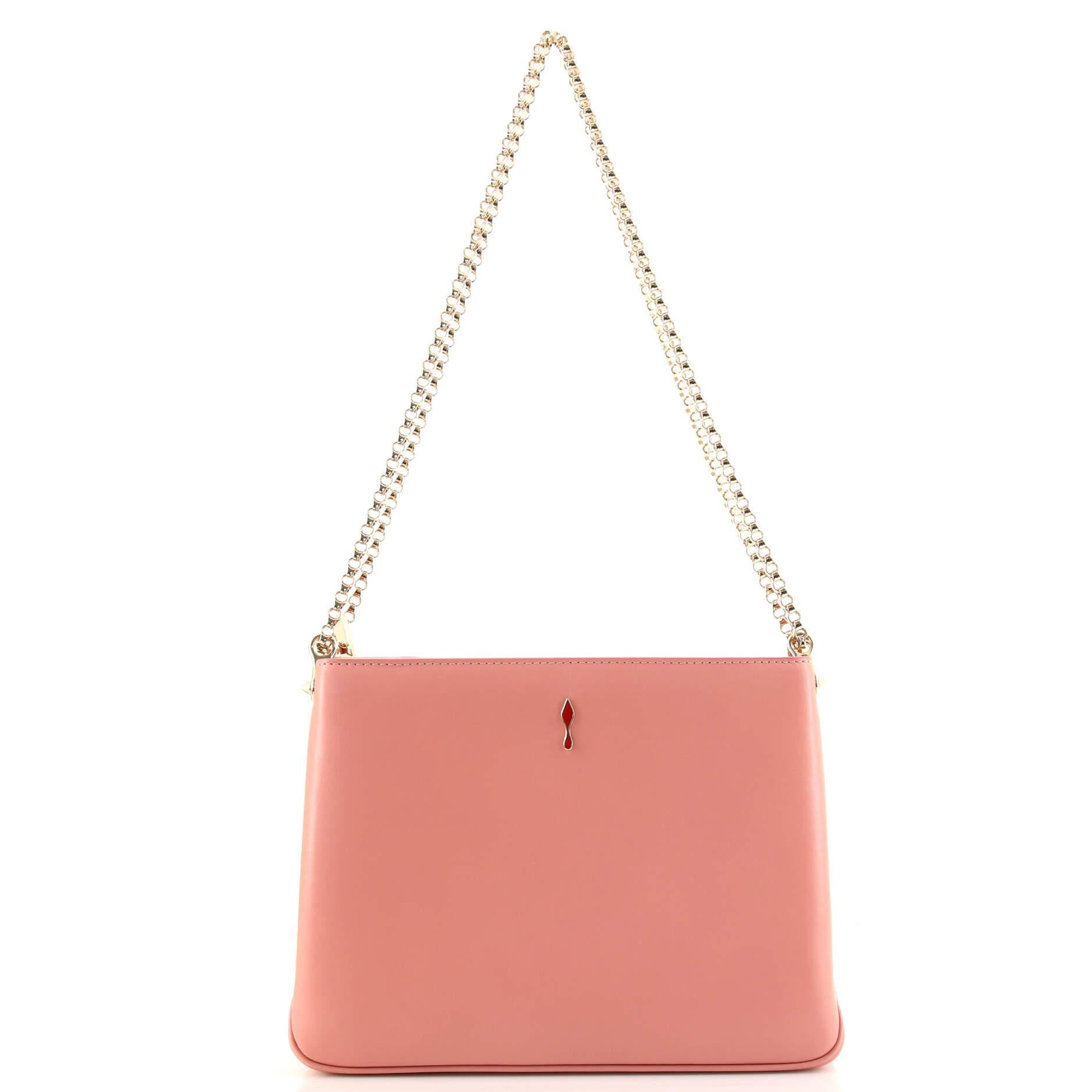 Christian Louboutin Triloubi Chain Bag Spiked Leather Large In Good Condition In NY, NY