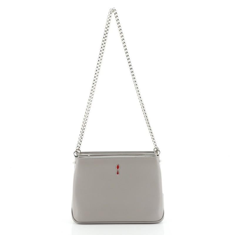 Gray Christian Louboutin Triloubi Chain Bag Spiked Leather Small 