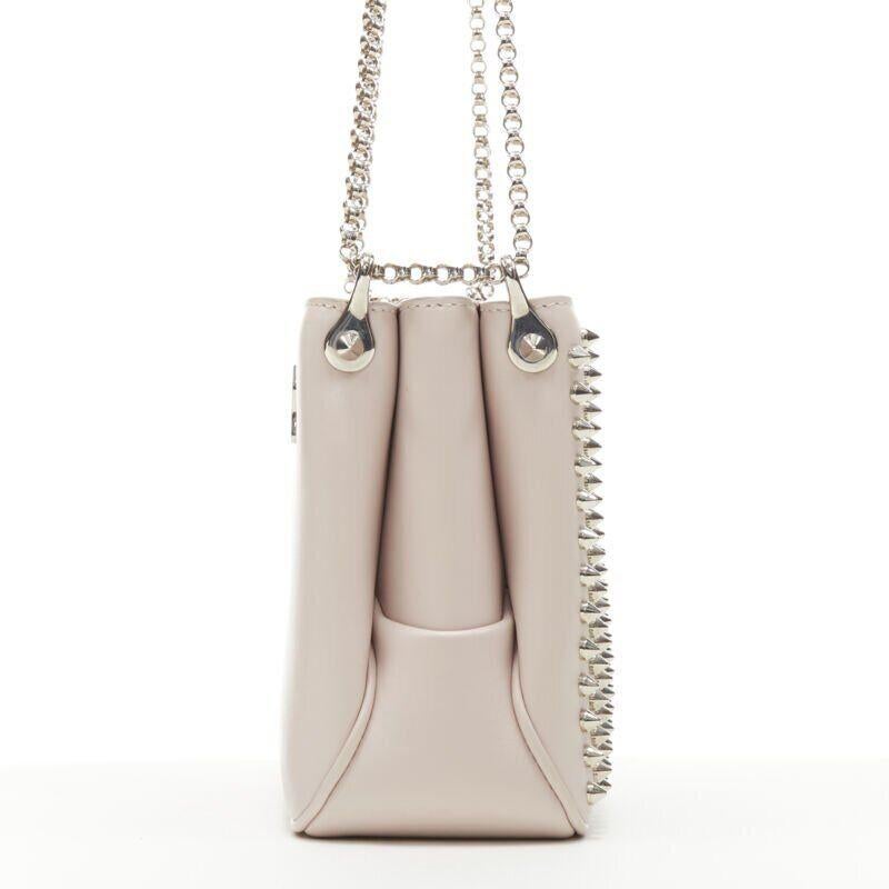 Beige CHRISTIAN LOUBOUTIN Triloubi studded trio gusset shoulder chain crossbody bag For Sale