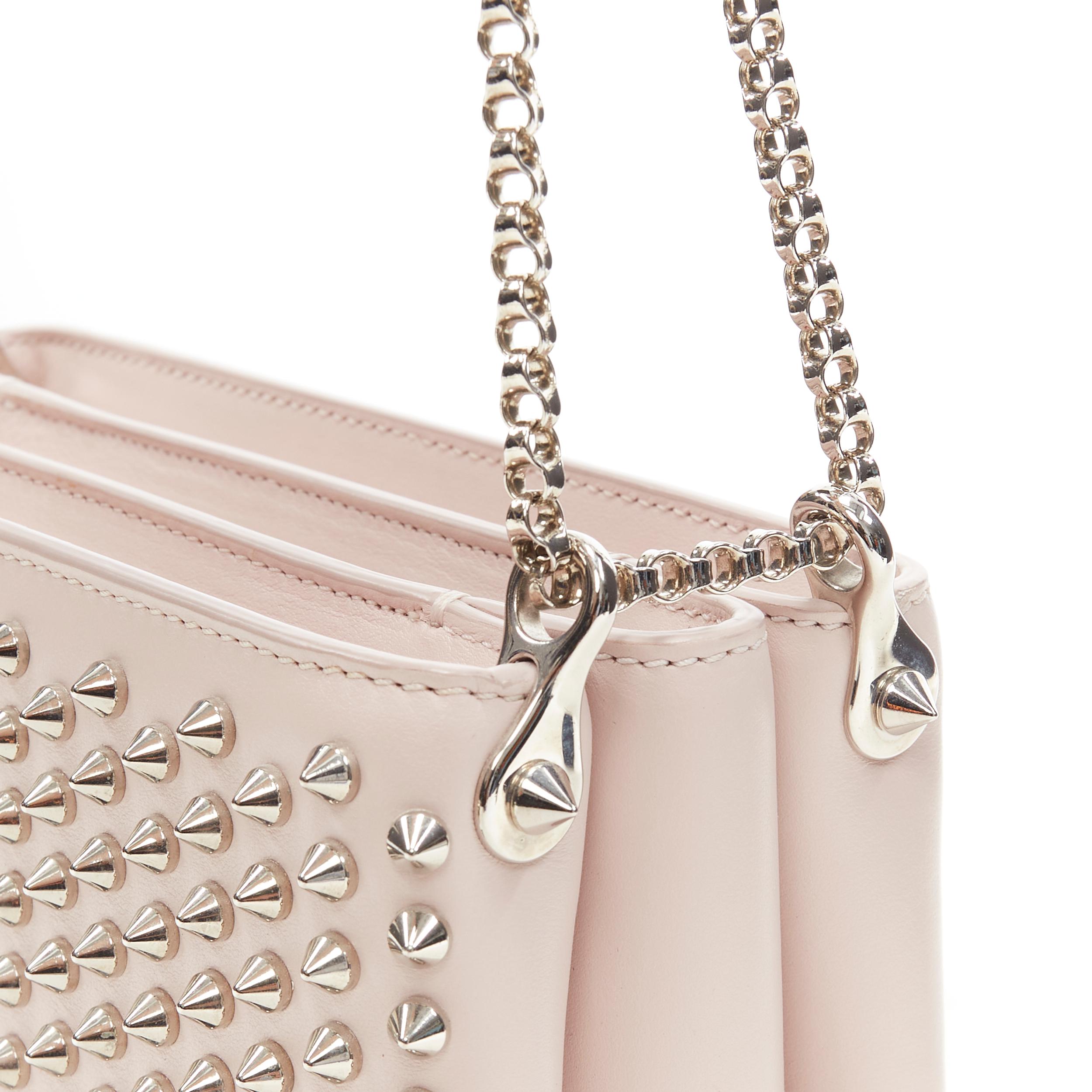 CHRISTIAN LOUBOUTIN Triloubi studded trio gusset shoulder chain crossbody bag In Excellent Condition For Sale In Hong Kong, NT
