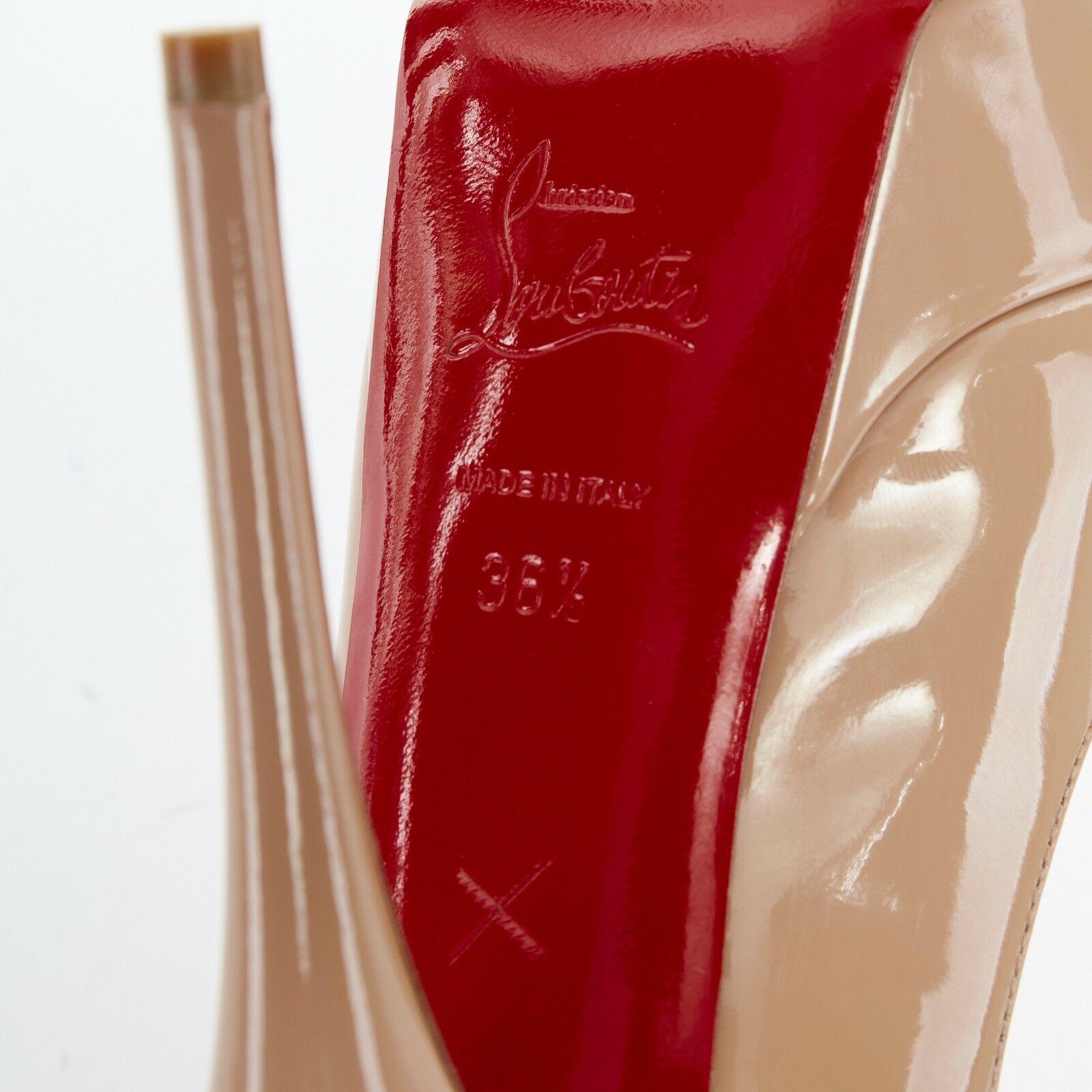 CHRISTIAN LOUBOUTIN Troca 140 nude patent peep toe platform pumps EU36.5 US6.5 3