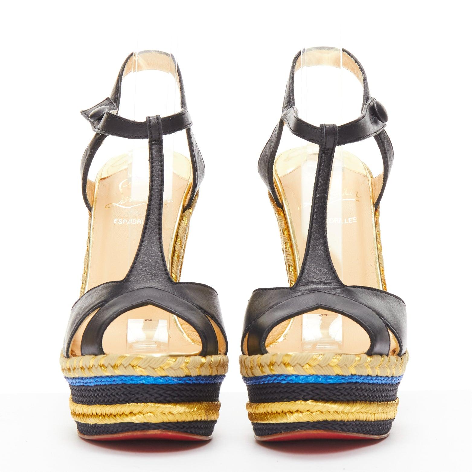 CHRISTIAN LOUBOUTIN Trotolita 140 brown leopard horsehair platform wedges EU36 In Good Condition In Hong Kong, NT