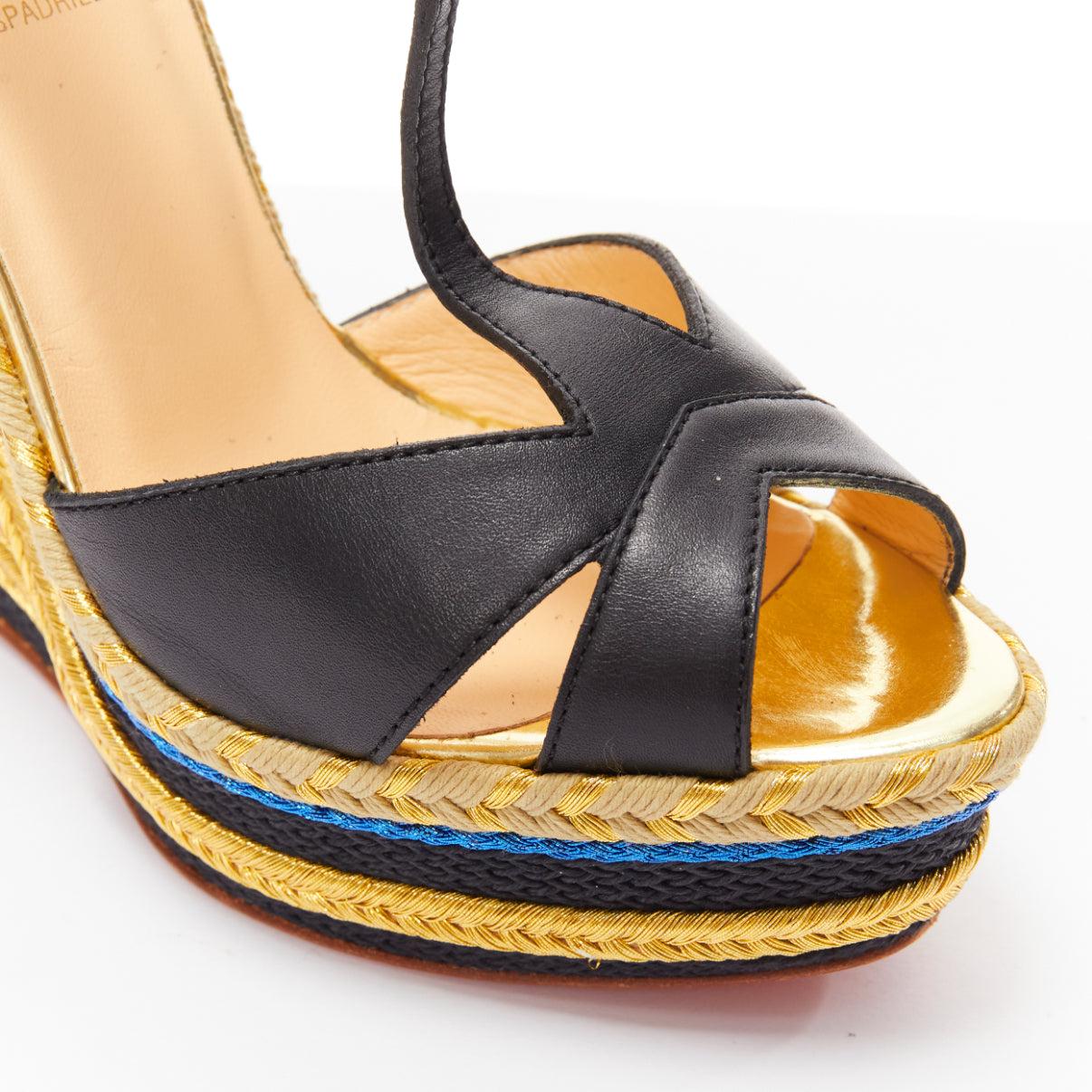CHRISTIAN LOUBOUTIN Trotolita 140 brown leopard horsehair platform wedges EU36 2