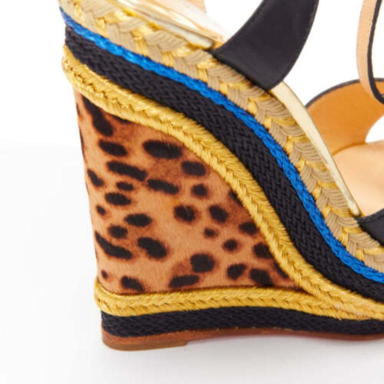 CHRISTIAN LOUBOUTIN Trotolita 140 brown leopard horsehair platform wedges EU36 3