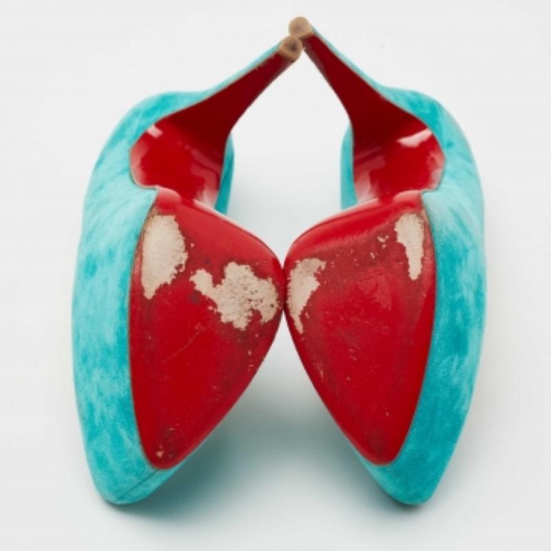 Christian Louboutin Bombas de plataforma de ante azul turquesa Daffodile Talla 40 en venta 1