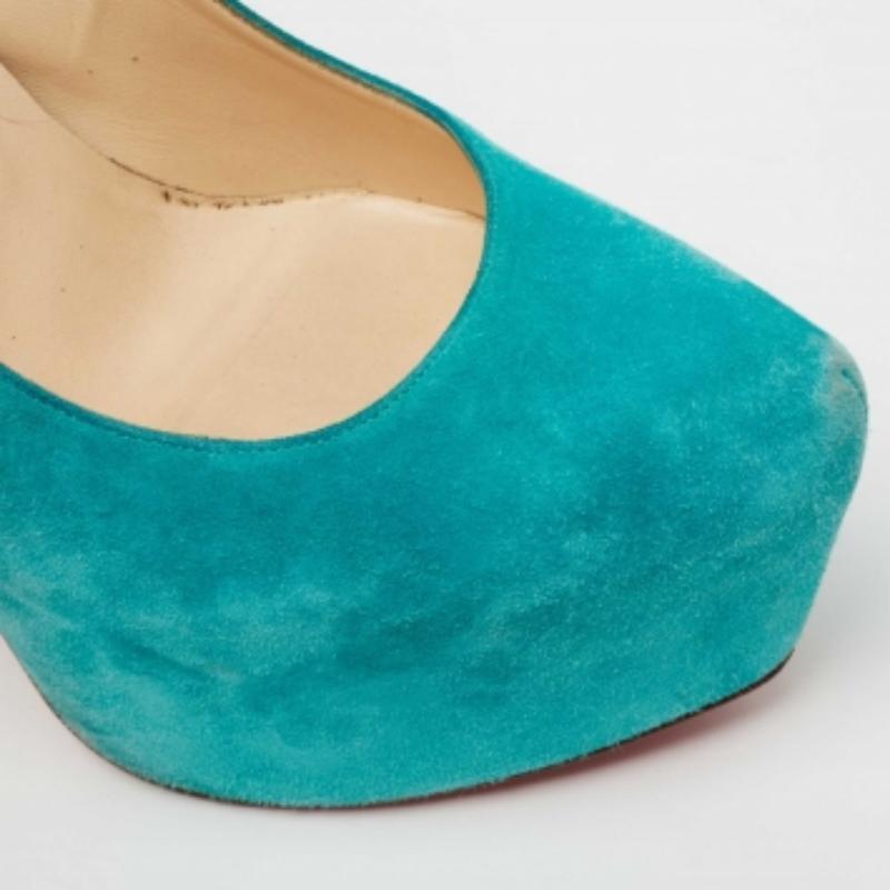 Christian Louboutin Bombas de plataforma de ante azul turquesa Daffodile Talla 40 en venta 2