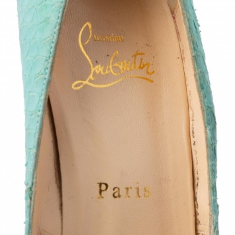 Christian Louboutin Turquoise Green Python Very Prive Pumps Size 39 en vente 1