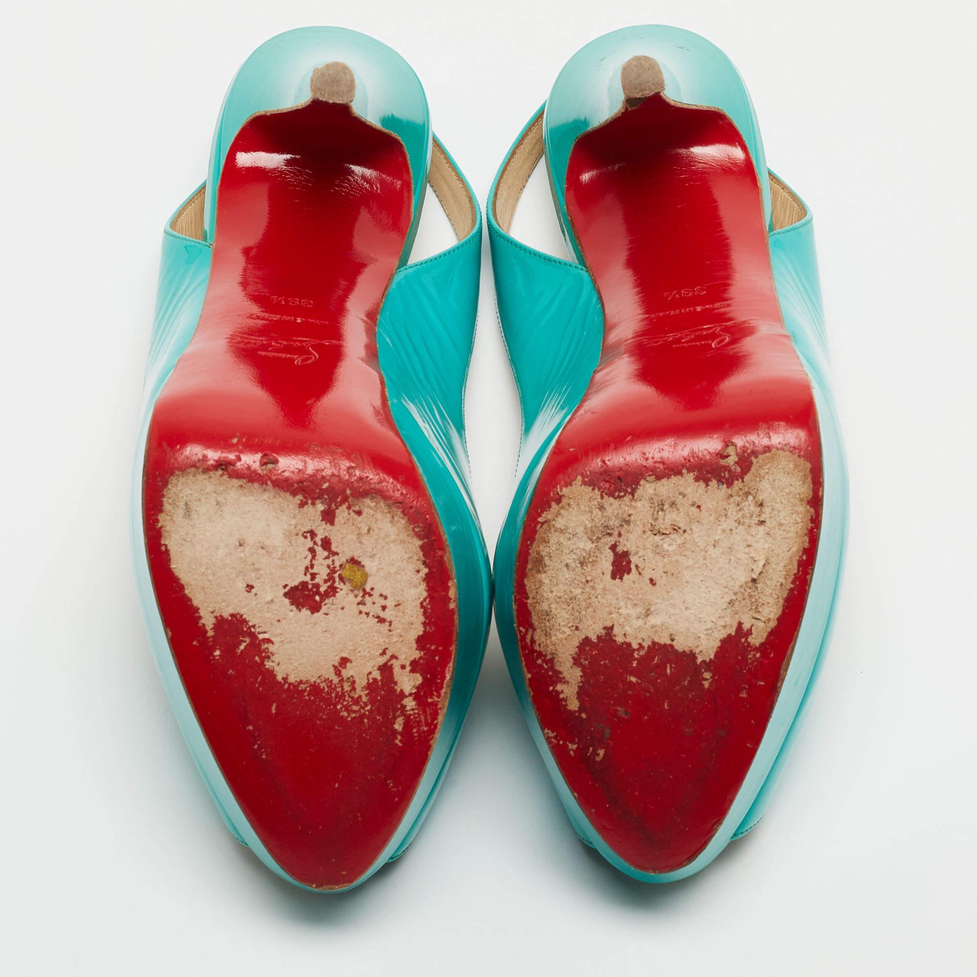 Christian Louboutin Pumps Lady Peep in pelle verniciata turchese misura 39,5 1