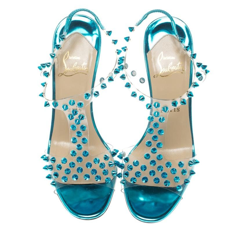 Think of high heels and Christian Louboutin is what comes to our minds. These exquisite and regal turquoise sandals from the Parisian label are worth dying for. Crafted from leather and PVC, these J-Lissimo sandals have stunning details like the