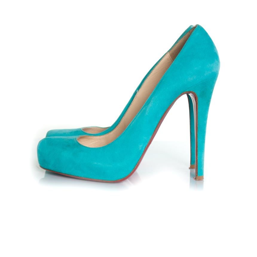 Christian Louboutin, escarpins en daim turquoise en vente 2