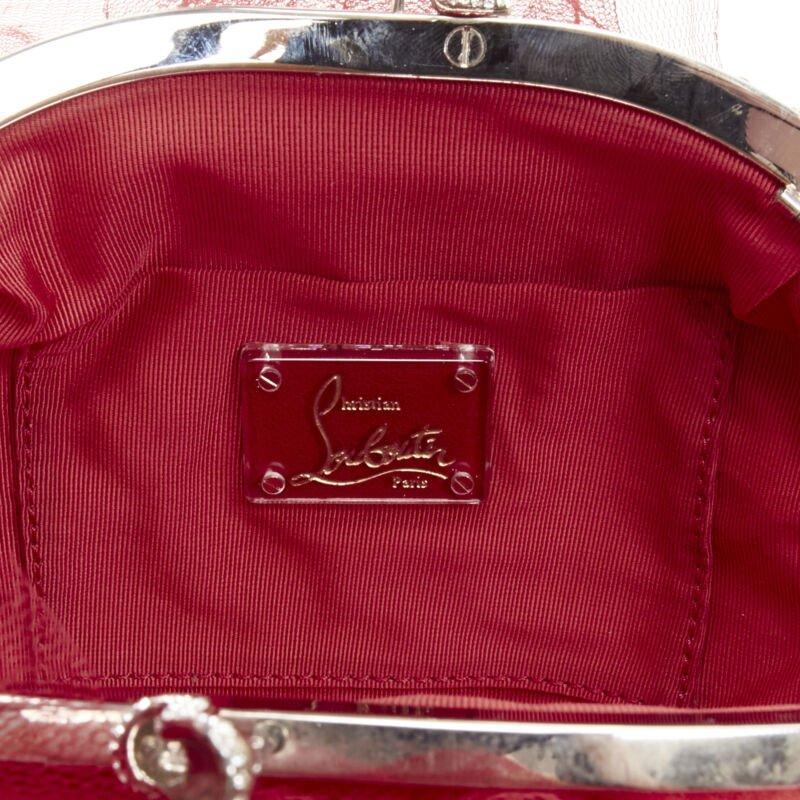 CHRISTIAN LOUBOUTIN Tutulle red tulle strass crystal heel clasp clutch bag 5