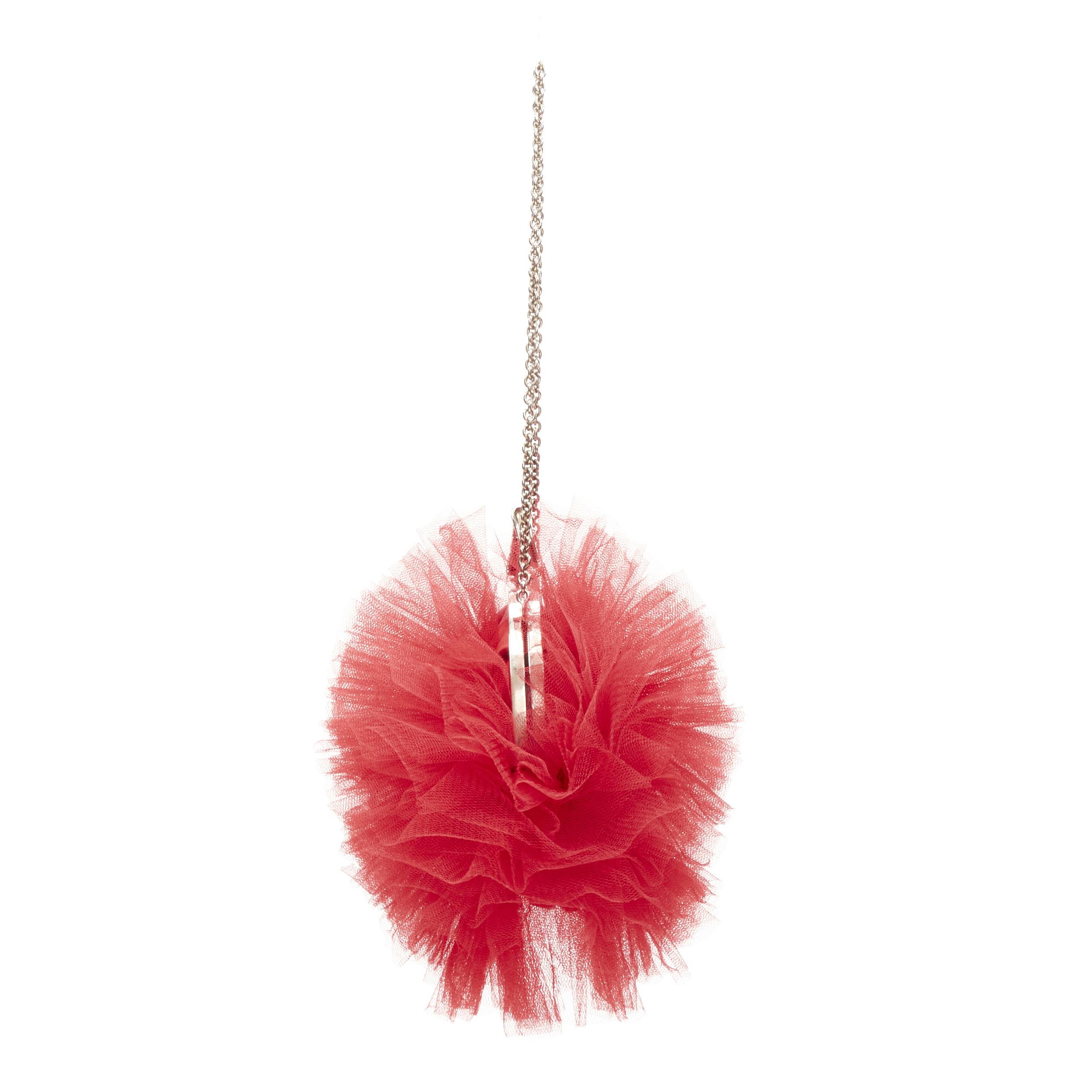 Women's CHRISTIAN LOUBOUTIN Tutulle red tulle strass crystal heel clasp clutch bag For Sale