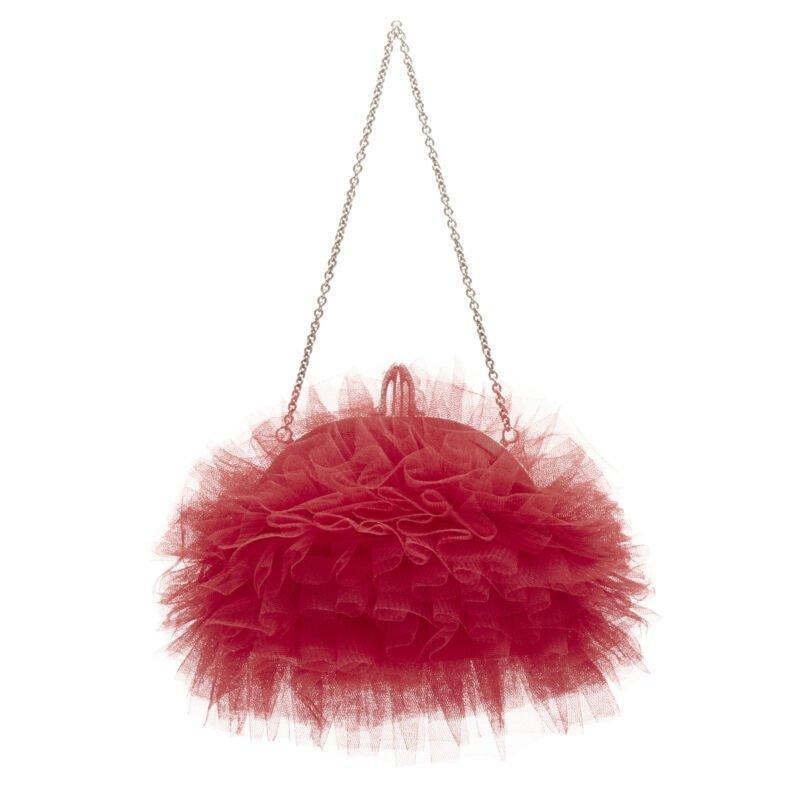 Women's CHRISTIAN LOUBOUTIN Tutulle red tulle strass crystal heel clasp clutch bag