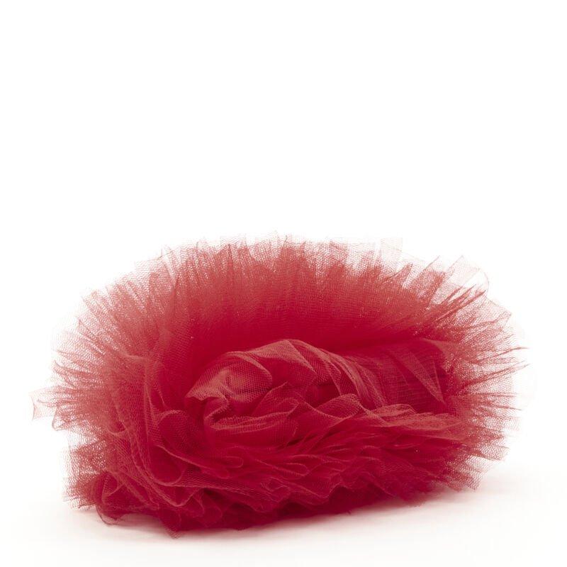CHRISTIAN LOUBOUTIN Tutulle red tulle strass crystal heel clasp clutch bag 1