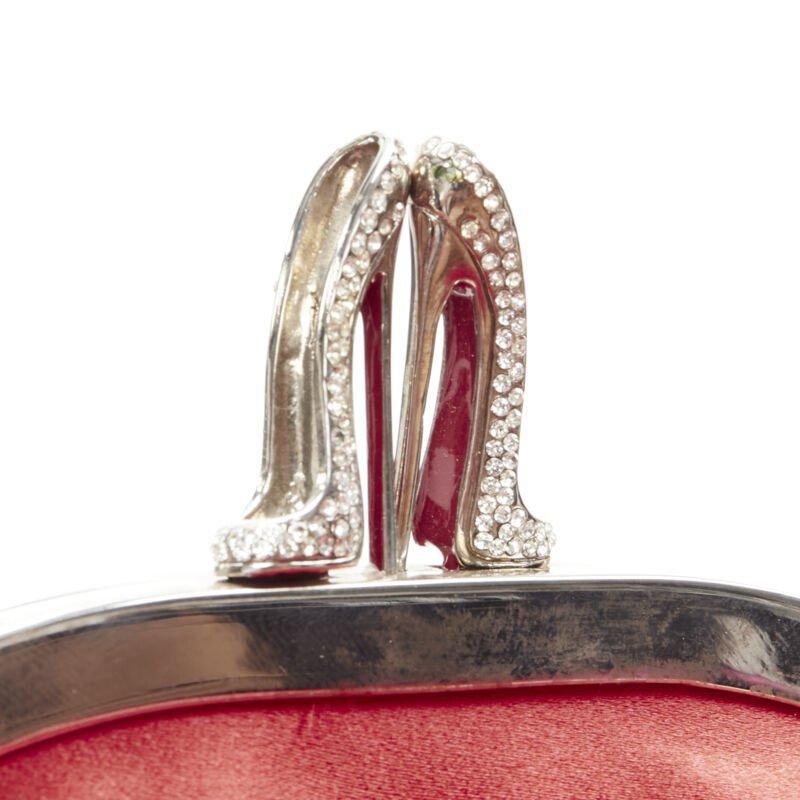 CHRISTIAN LOUBOUTIN Tutulle red tulle strass crystal heel clasp clutch bag 2